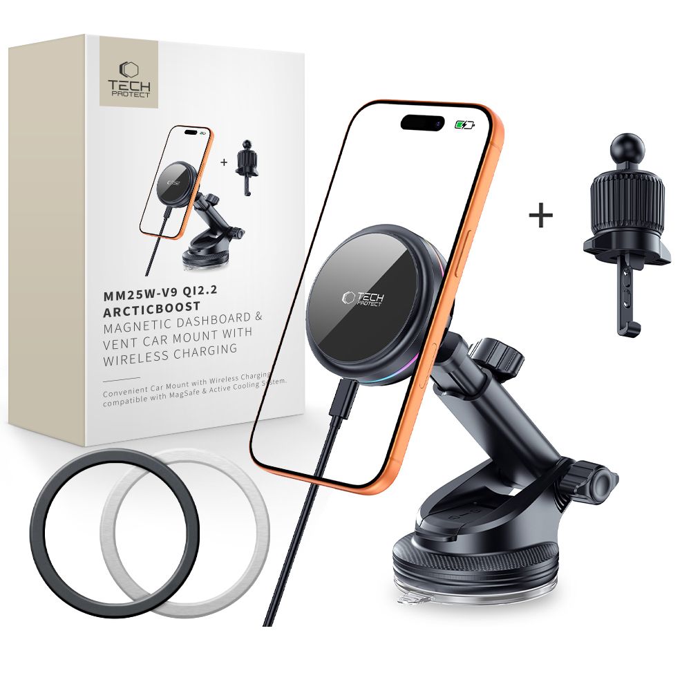 Tech-Protect Tech-Protect 25W Qi2.2 Magnetisk MagSafe Billaddare Svart - Teknikhallen.se