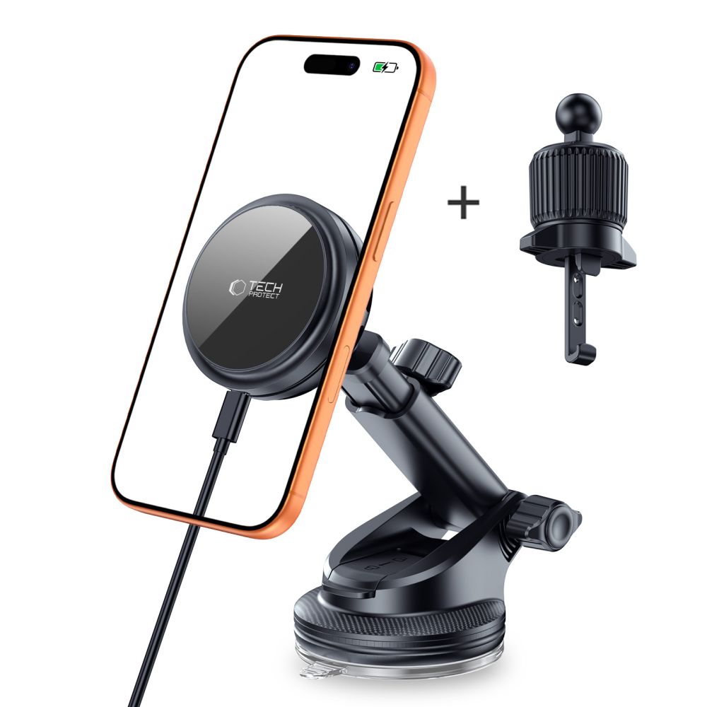 Tech-Protect Tech-Protect 25W Qi2.2 Magnetisk MagSafe Billaddare Svart - Teknikhallen.se