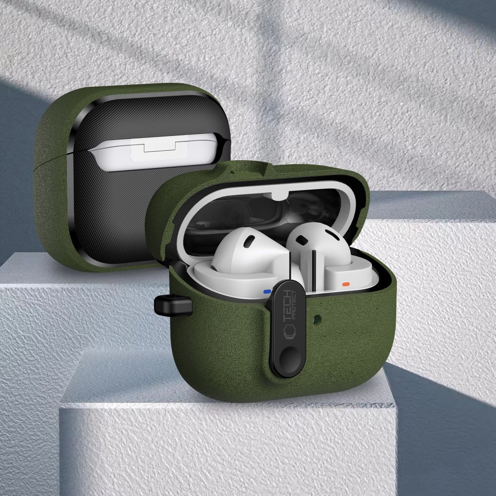 Tech-Protect Tech-Protect Galaxy Buds 3/3 Pro/3 FE Skal Slim Hook Olive Green - Teknikhallen.se