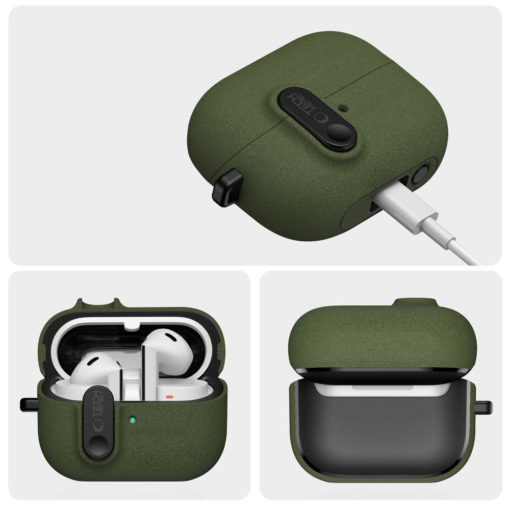 Tech-Protect Tech-Protect Galaxy Buds 3/3 Pro/3 FE Skal Slim Hook Olive Green - Teknikhallen.se