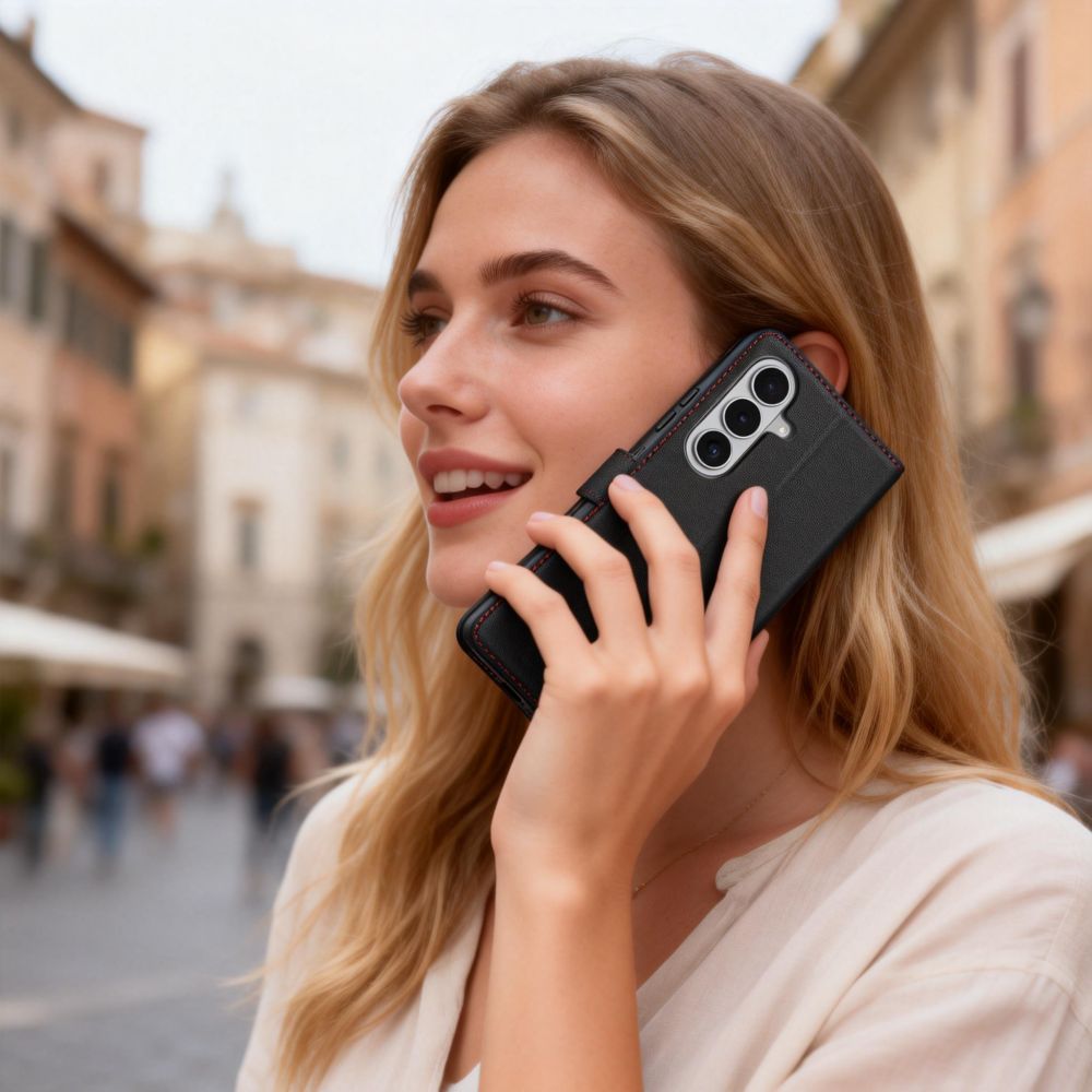 Tech-Protect Tech-Protect Samsung Galaxy S26 Fodral Läder Svart / Röd - Teknikhallen.se