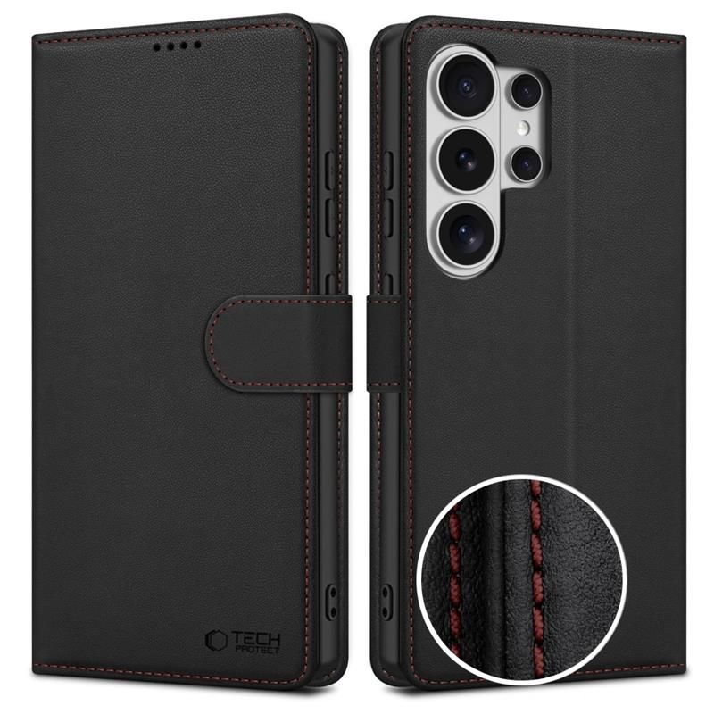 Tech-Protect Tech-Protect Galaxy S26 Ultra Fodral Läder Svart / Röd - Teknikhallen.se