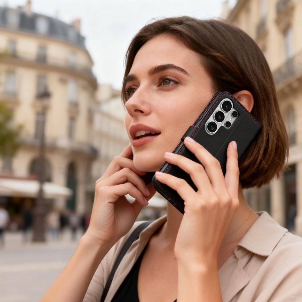 Tech-Protect Tech-Protect Galaxy S26 Ultra Fodral Läder Svart / Röd - Teknikhallen.se