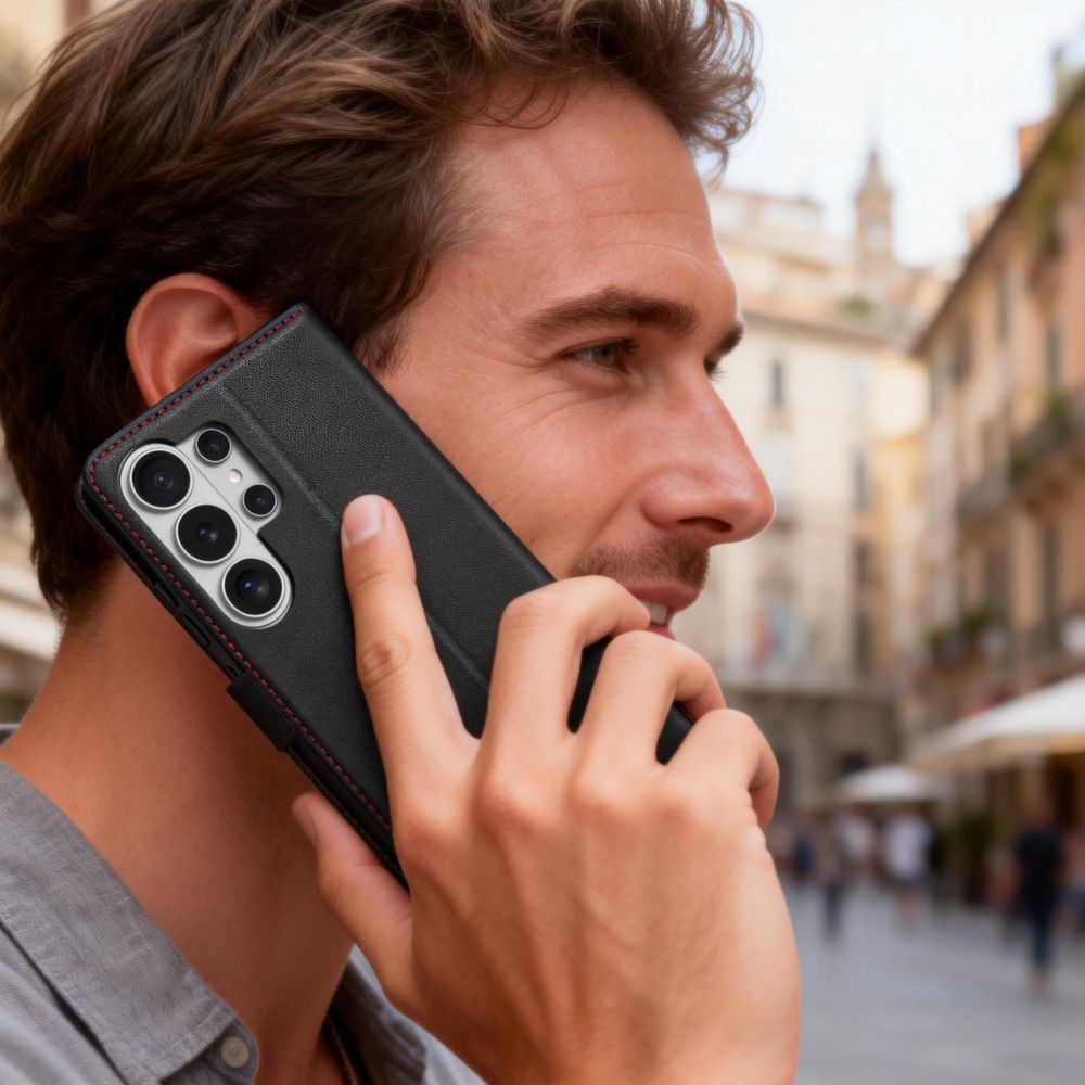 Tech-Protect Tech-Protect Galaxy S26 Ultra Fodral Läder Svart / Röd - Teknikhallen.se