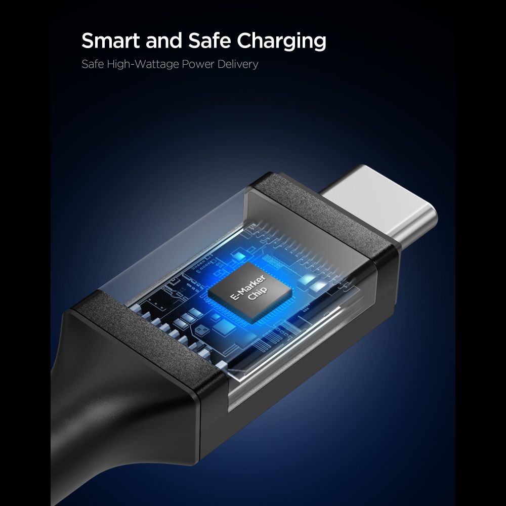 Spigen Spigen 1m 100W USB-C - USB-C Kabel Essential Svart - Teknikhallen.se