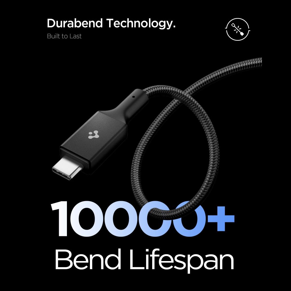 Spigen Spigen 1m 100W USB-C - USB-C Kabel Essential Svart - Teknikhallen.se