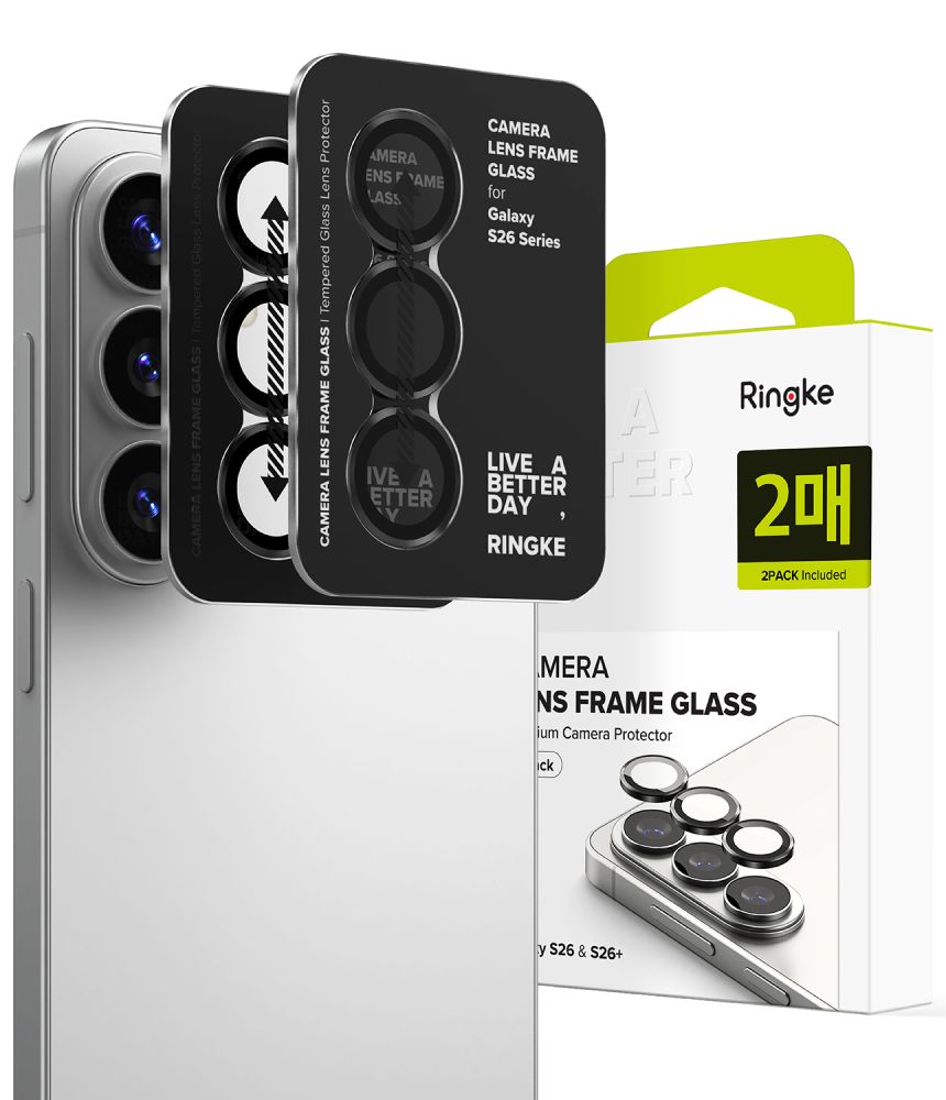 Ringke Ringke Galaxy S26/S26 Plus 2-PACK Linsskydd Härdat Glas Svart - Teknikhallen.se