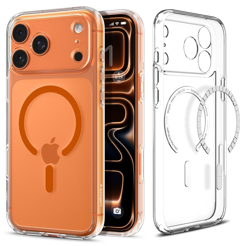 Spigen Spigen iPhone 17 Pro Skal MagSafe Ultra Hybrid Transparent / Orange - Teknikhallen.se
