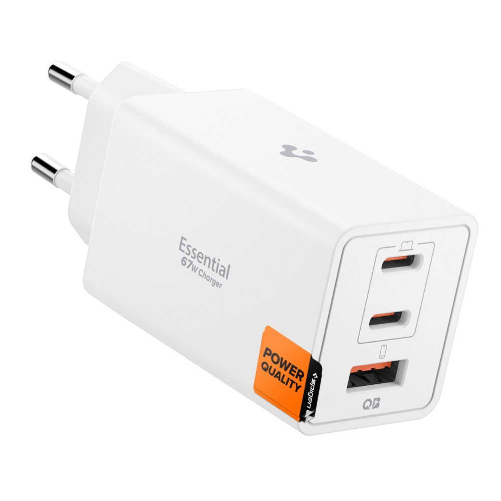 Spigen Spigen 67W Väggladdare USB-C/USB-A Essential Vit - Teknikhallen.se