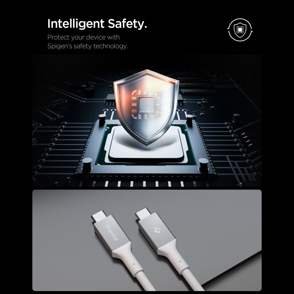 Spigen Spigen 2m 100W USB-C - USB-C Kabel Essential Vit - Teknikhallen.se