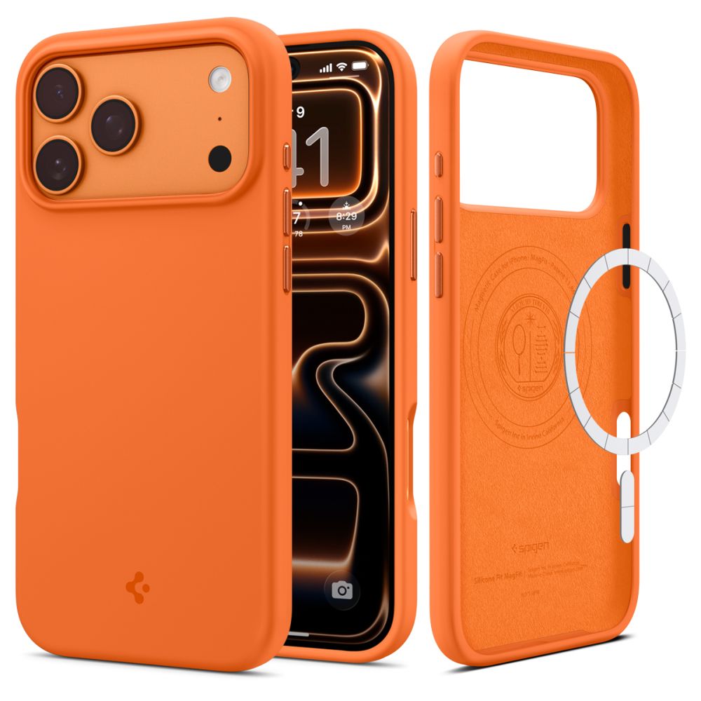 Spigen Spigen iPhone 17 Pro Skal MagSafe Silicone Fit Cosmic Orange - Teknikhallen.se