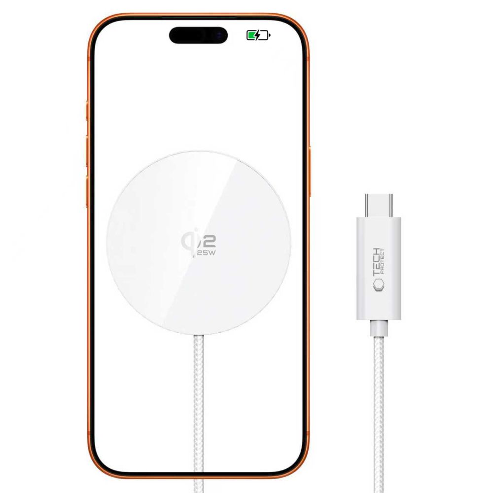 Tech-Protect Tech-Protect 25W Qi2.2 Trådlös Magnetisk MagSafe Laddare Vit - Teknikhallen.se