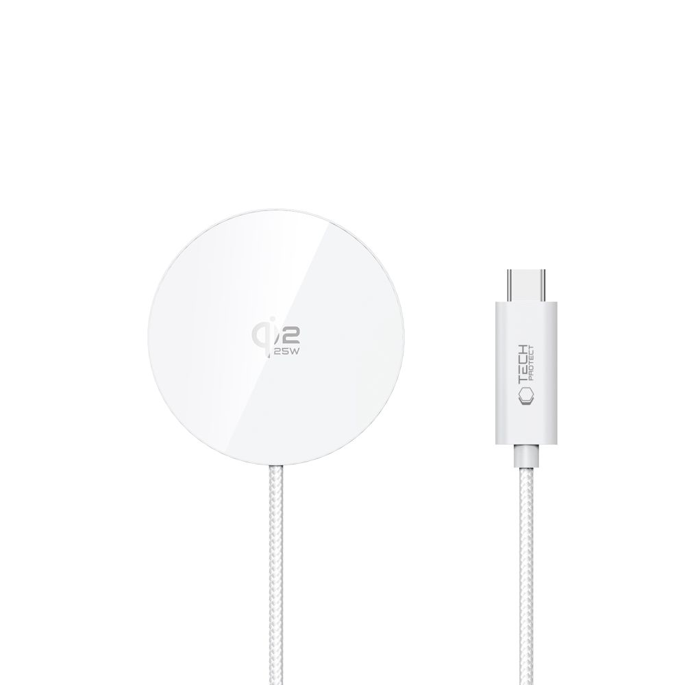 Tech-Protect Tech-Protect 25W Qi2.2 Trådlös Magnetisk MagSafe Laddare Vit - Teknikhallen.se