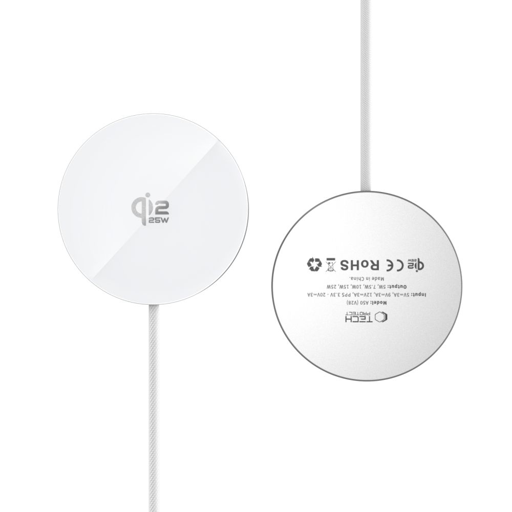 Tech-Protect Tech-Protect 25W Qi2.2 Trådlös Magnetisk MagSafe Laddare Vit - Teknikhallen.se