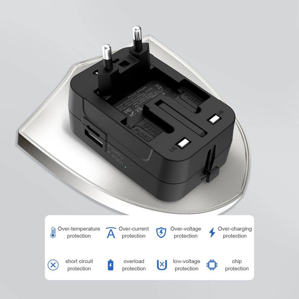Tech-Protect Tech-Protect Reseadapter EU / UK / US / AU Svart - Teknikhallen.se