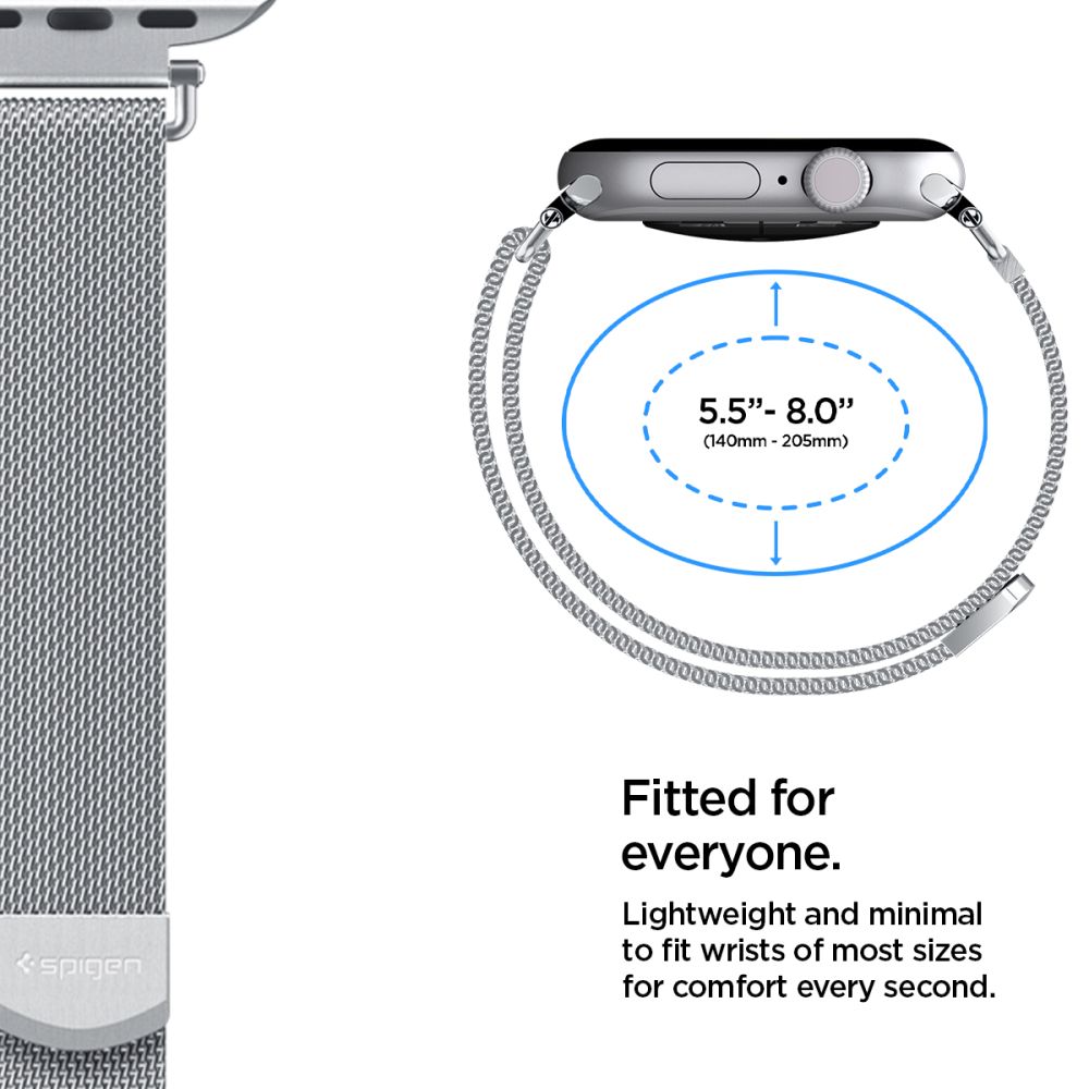 Spigen Spigen Apple Watch 38/40/41/42 mm Armband Milanese Silver - Teknikhallen.se