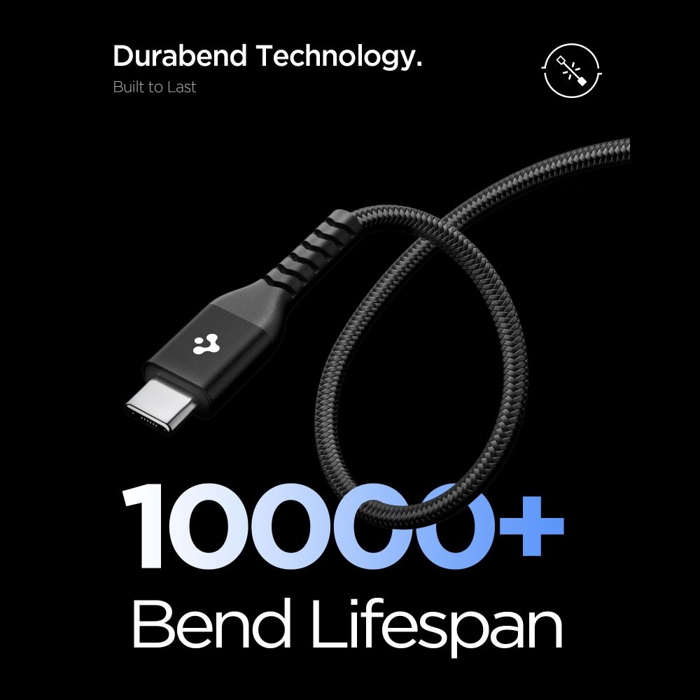 Spigen Spigen 1m 100W USB-C - USB-C Kabel Essential Svart - Teknikhallen.se