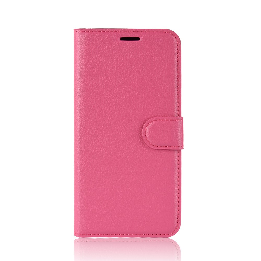  Motorola One Vision - Litchi Plånboksfodral - Rosa - Teknikhallen.se