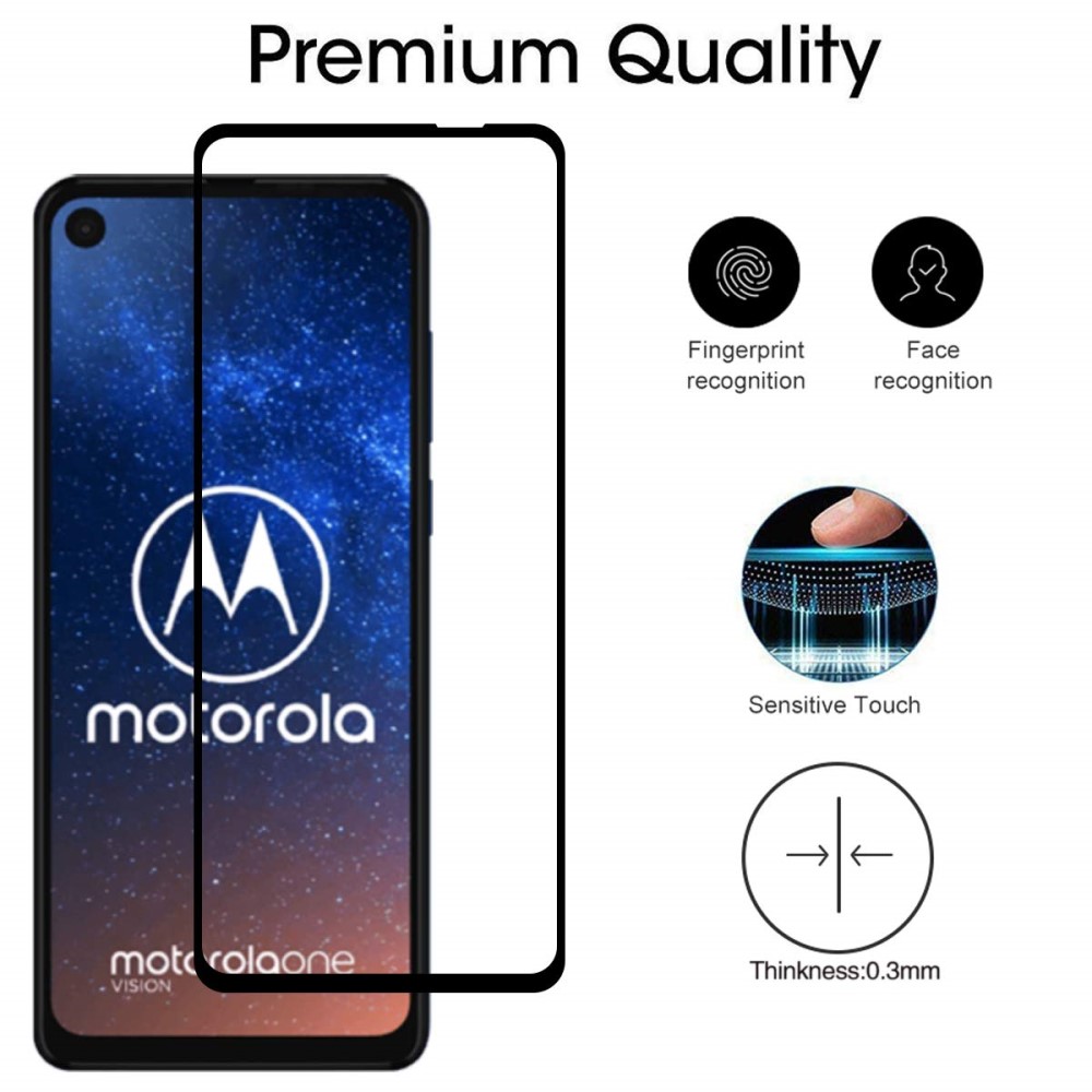  Motorola One Vision - 2-Pack härdat glas - Heltäckande skärmskydd - Teknikhallen.se