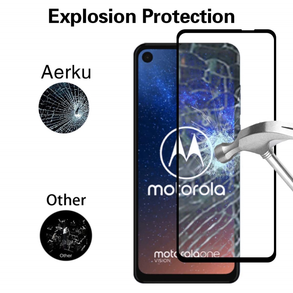  Motorola One Vision - 2-Pack härdat glas - Heltäckande skärmskydd - Teknikhallen.se