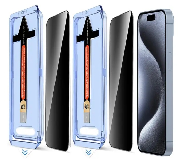  iPhone 15 Pro 2-PACK Skärmskydd Härdat Glas Privacy - Teknikhallen.se