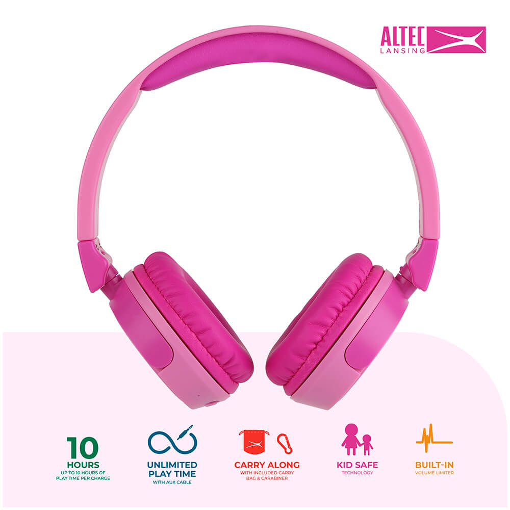 ALTEC LANSING Altec Lansing Trådlösa Barnhörlurar 2in1 On-Ear Rosa - Teknikhallen.se