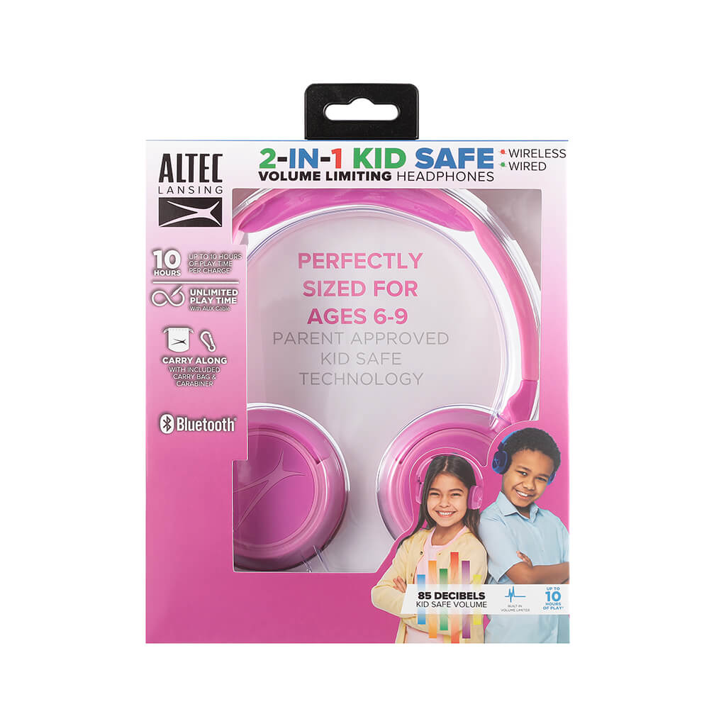 ALTEC LANSING Altec Lansing Trådlösa Barnhörlurar 2in1 On-Ear Rosa - Teknikhallen.se