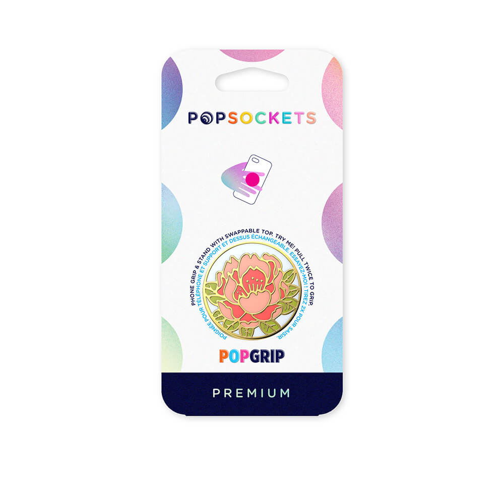PopSockets PopSockets Avtagbart Grip med Stllfunktion Premium Enamel Blooming Peony Pink - Teknikhallen.se