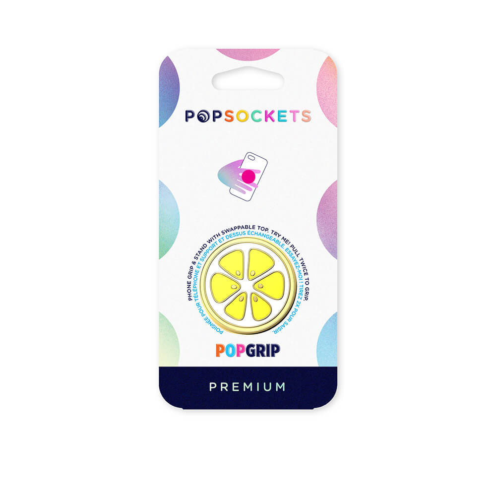 PopSockets PopSockets Avtagbart Grip med Stllfunktion Premium Enamel Lemon Slice - Teknikhallen.se
