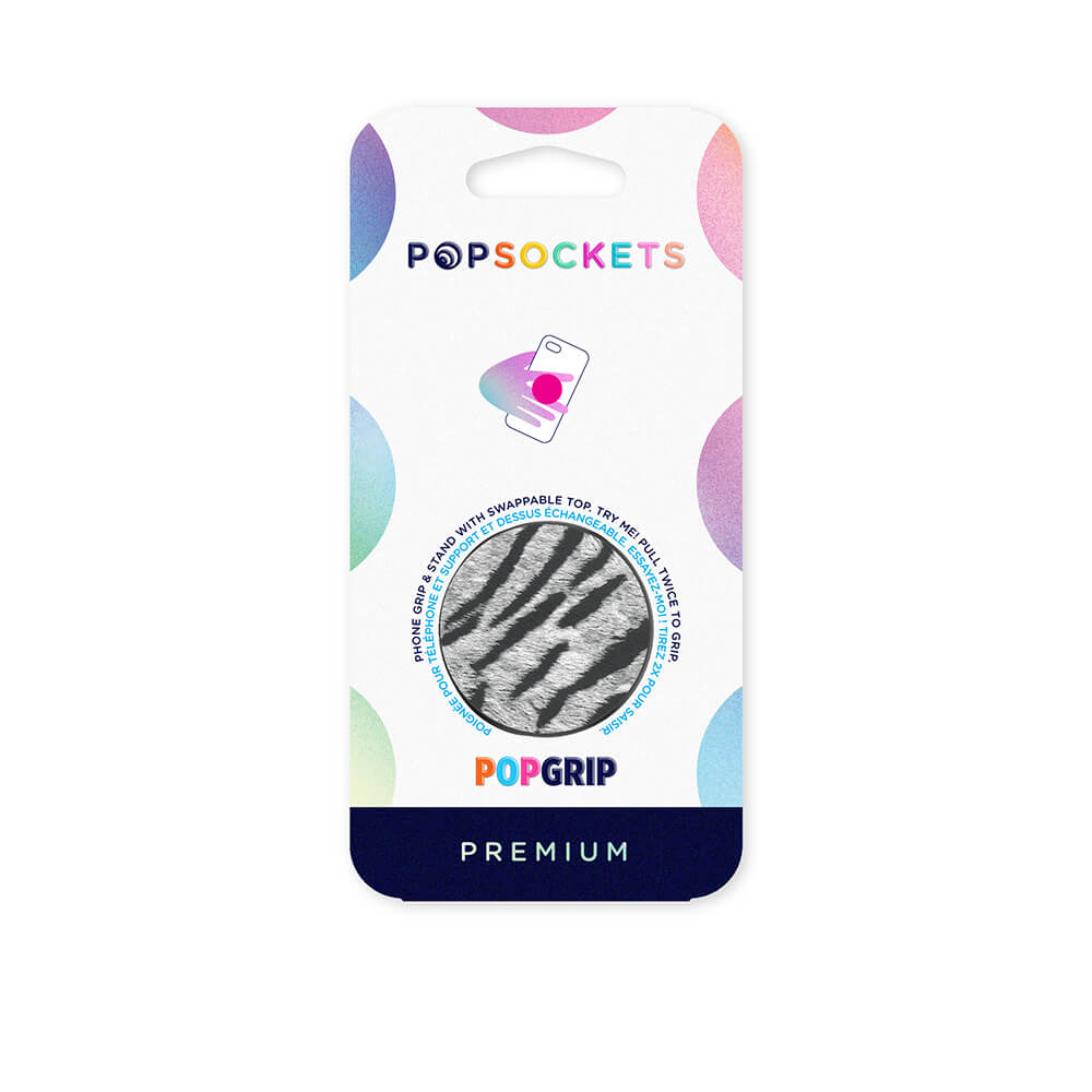 PopSockets PopSockets Avtagbart Grip med Ställfunktion Premium Vegan Leather Zebra - Teknikhallen.se