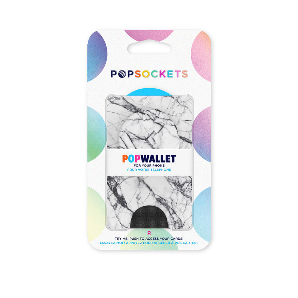 PopSockets PopSockets PopWallet+ Avtagbar Mobil Plnbok Dove White Marble - Teknikhallen.se