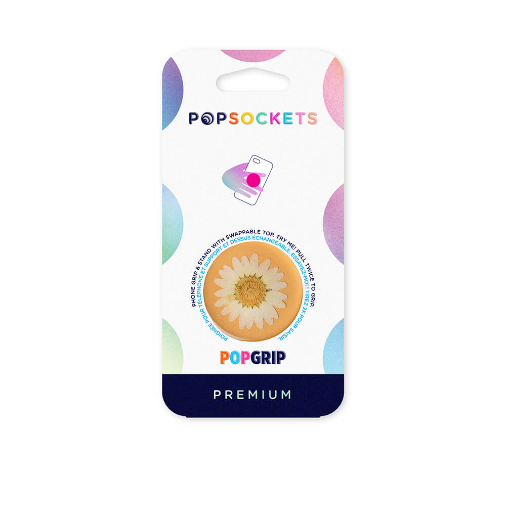 PopSockets PopSockets Avtagbart Grip med Ställfunktion Premium Pressed Flower White Daisy - Teknikhallen.se