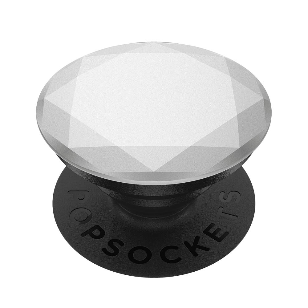 PopSockets PopSockets Avtagbart Grip med Stllfunktion Premium Metallic Diamond Silver - Teknikhallen.se