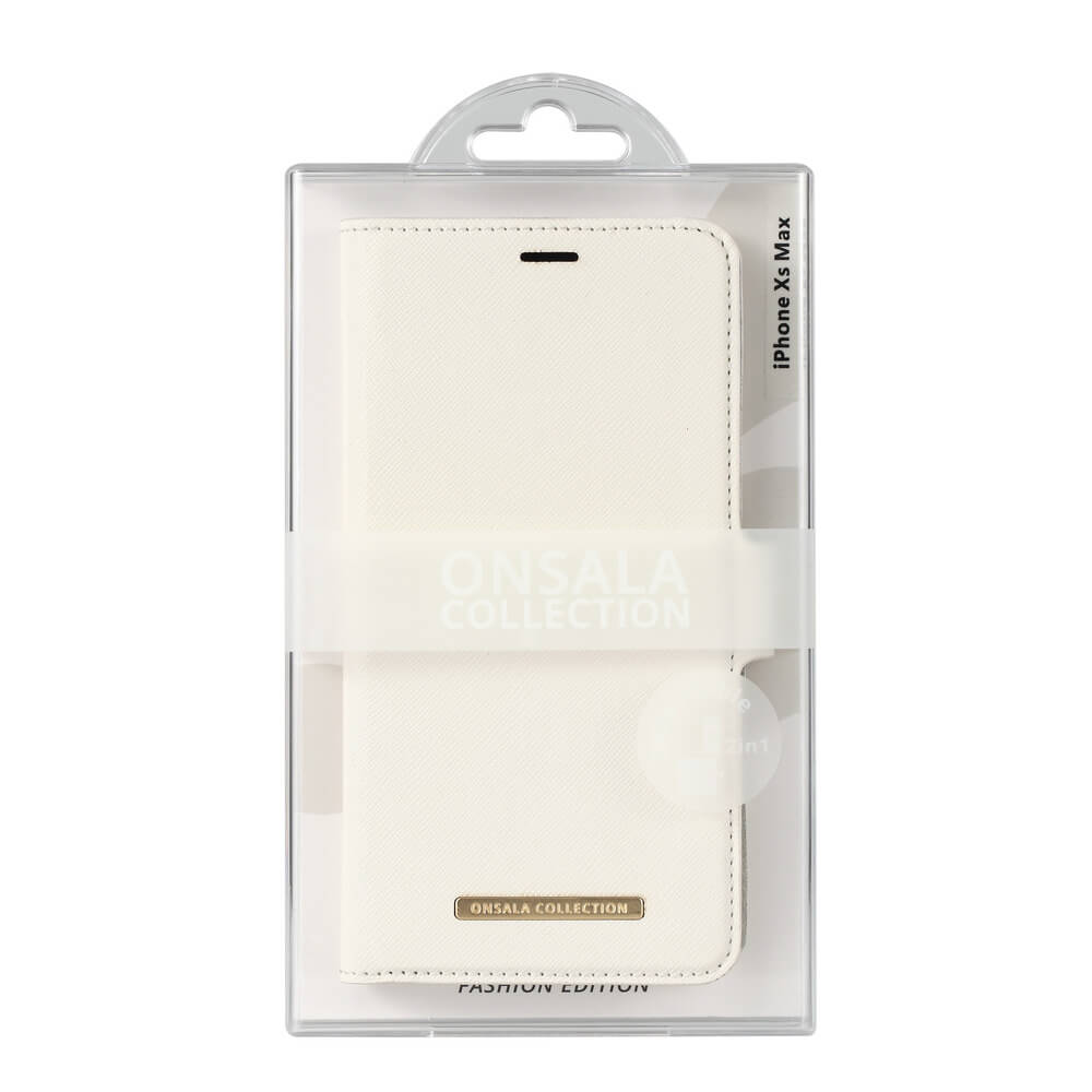 Onsala ONSALA iPhone XS Max 2in1 Magnet Fodral / Skal Saffiano White - Teknikhallen.se