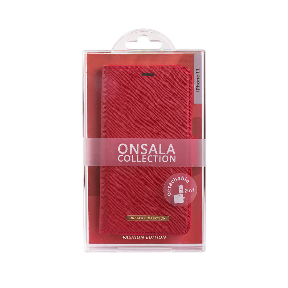 Onsala ONSALA iPhone 12 Mini 2in1 Magnet Fodral / Skal Saffiano Red - Teknikhallen.se