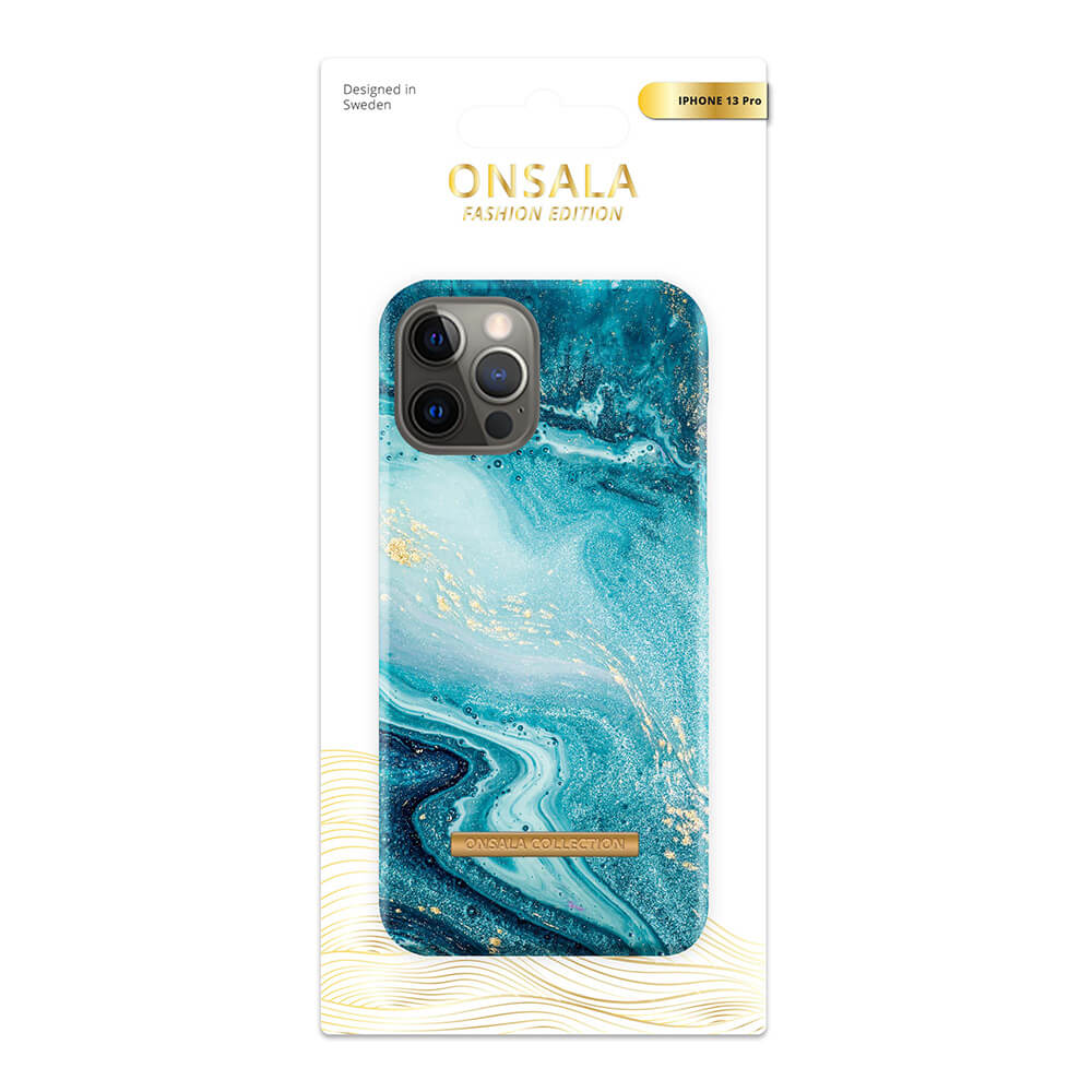 Onsala ONSALA iPhone 13 Pro Mobilskal Marmor Blue Sea - Teknikhallen.se
