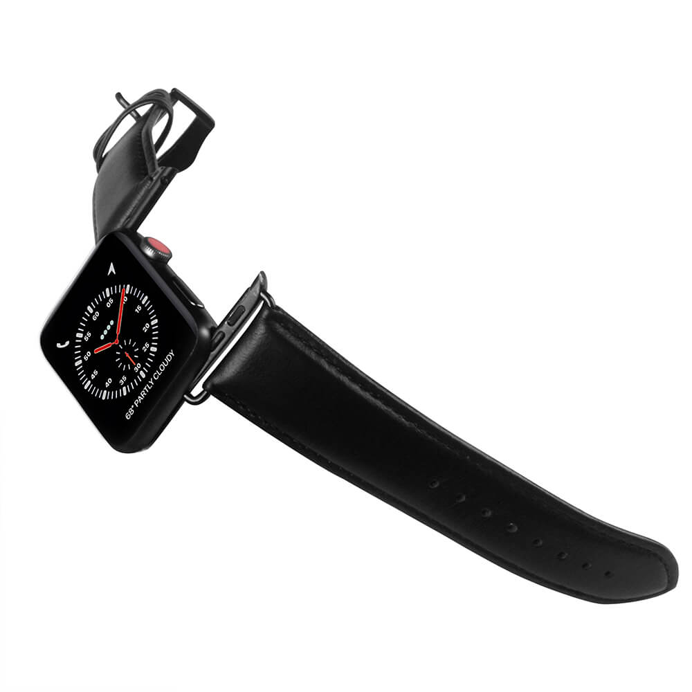 Buffalo Buffalo Apple Watch 41/40/38 mm Armband Äkta Läder Svart - Teknikhallen.se