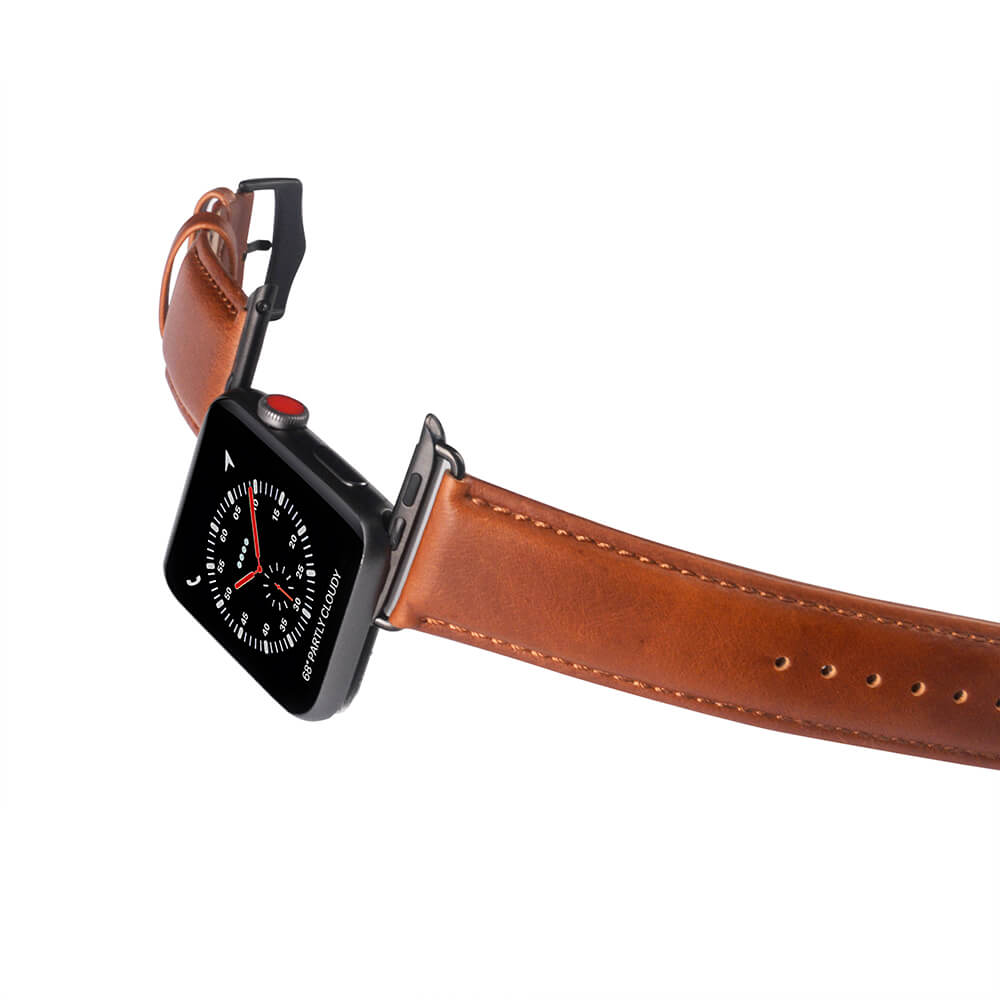 Buffalo Buffalo Apple Watch 41/40/38 mm Armband Äkta Läder Brun - Teknikhallen.se