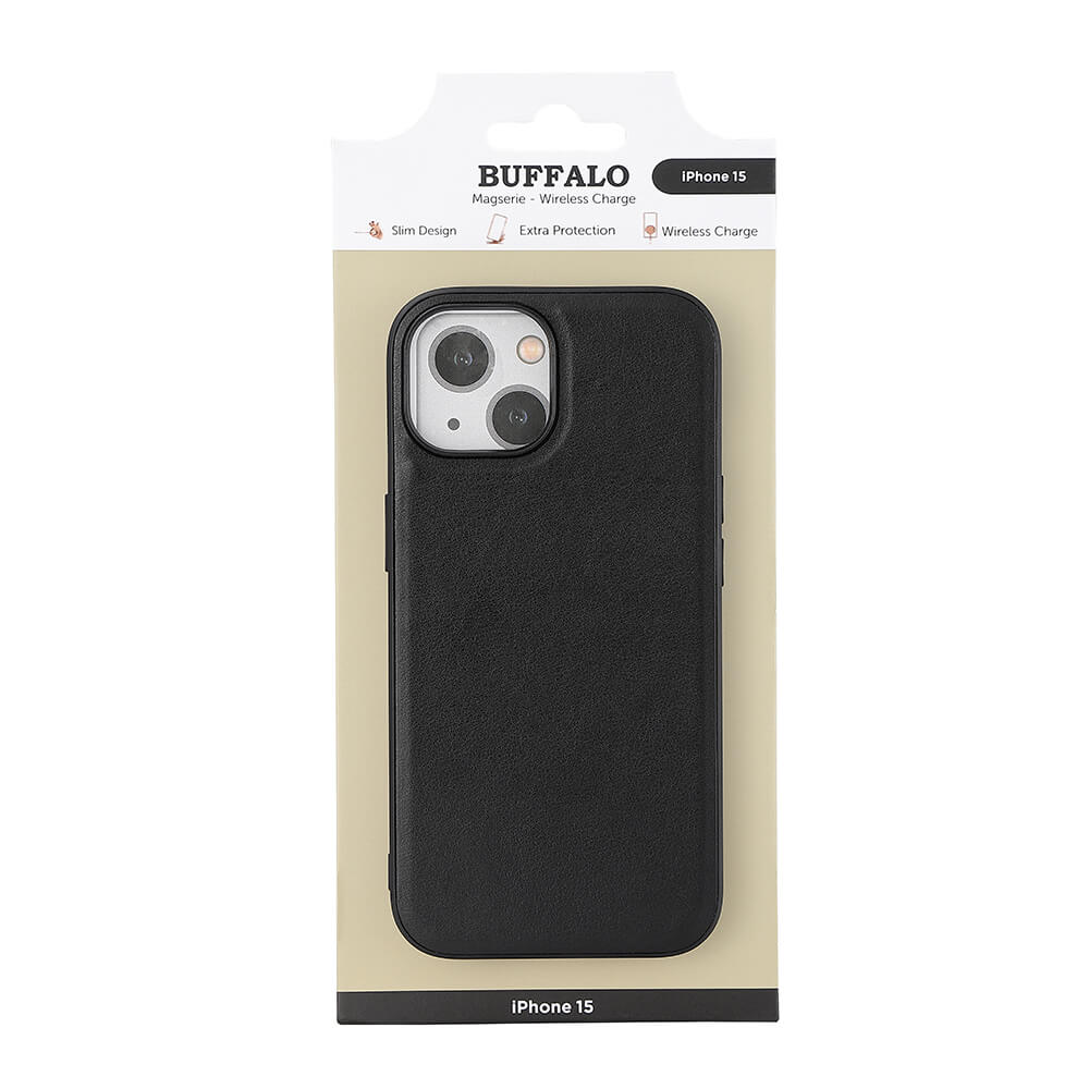 Buffalo Buffalo iPhone 15 Mobilskal MagSafe Lder Svart - Teknikhallen.se