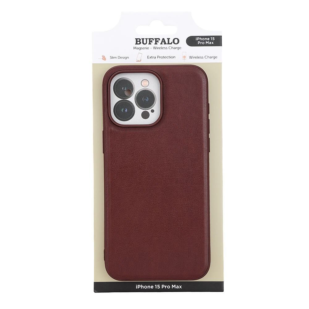 Buffalo Buffalo iPhone 15 Pro Max Mobilskal MagSafe Läder Brun - Teknikhallen.se