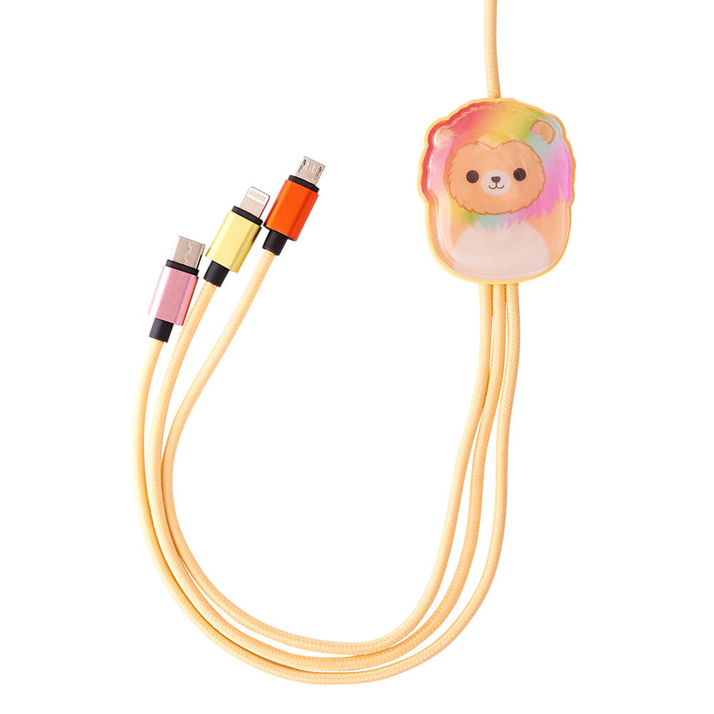 Squishmallows Squishmallows Laddningskabel 1,2m 3in1 USB-C/Micro/Lightning Leonard - Teknikhallen.se
