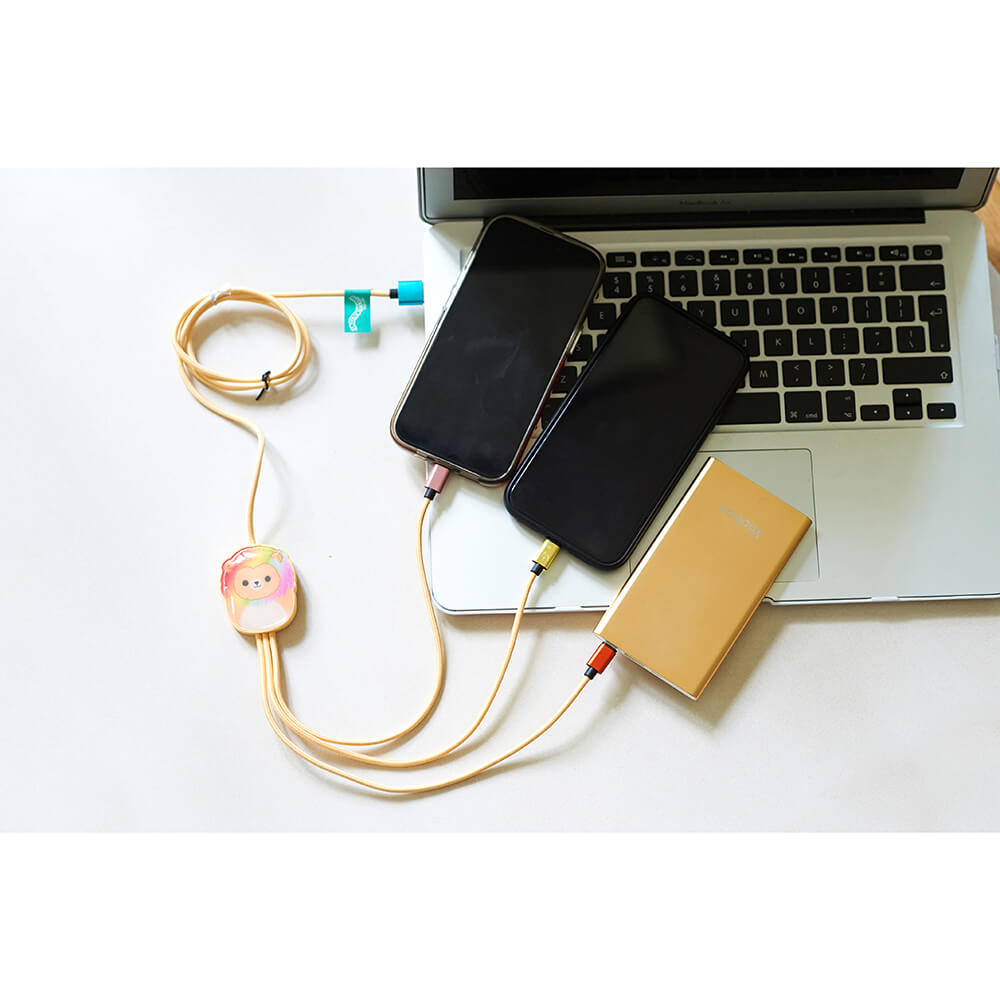 Squishmallows Squishmallows Laddningskabel 1,2m 3in1 USB-C/Micro/Lightning Leonard - Teknikhallen.se