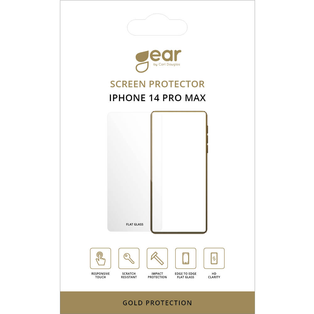 Gear GEAR iPhone 14 Pro Max Skrmskydd 2.5D Heltckande Hrdat Glas - Teknikhallen.se