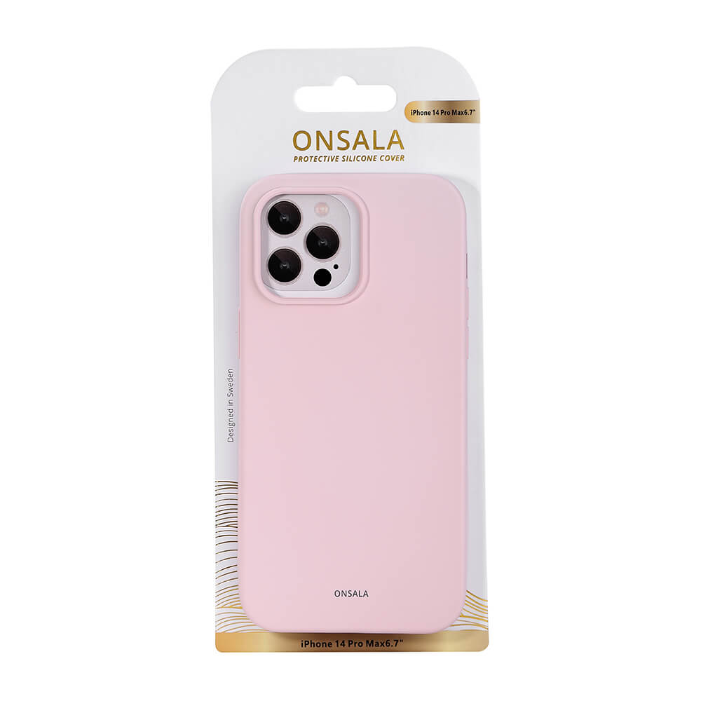 Onsala ONSALA iPhone 14 Pro Max Mobilskal Silikon Chalk Pink - Teknikhallen.se