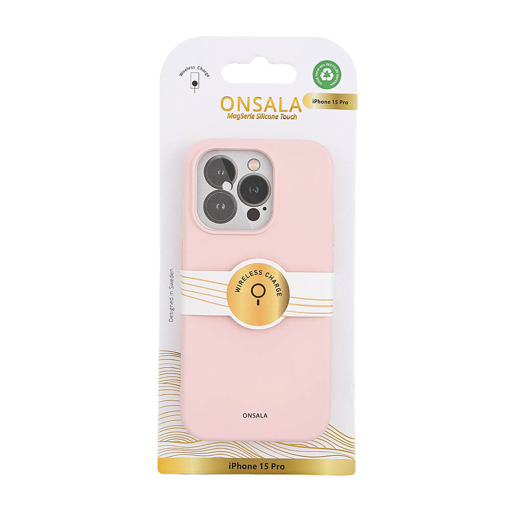 Onsala ONSALA iPhone 15 Pro MagSafe Skal Med Silikonyta Chalk Pink - Teknikhallen.se