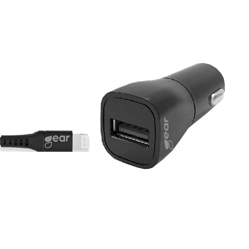 Gear GEAR Billaddare 1xUSB 2.4A Inkl. 1m Lightning MFi Kabel Svart - Teknikhallen.se