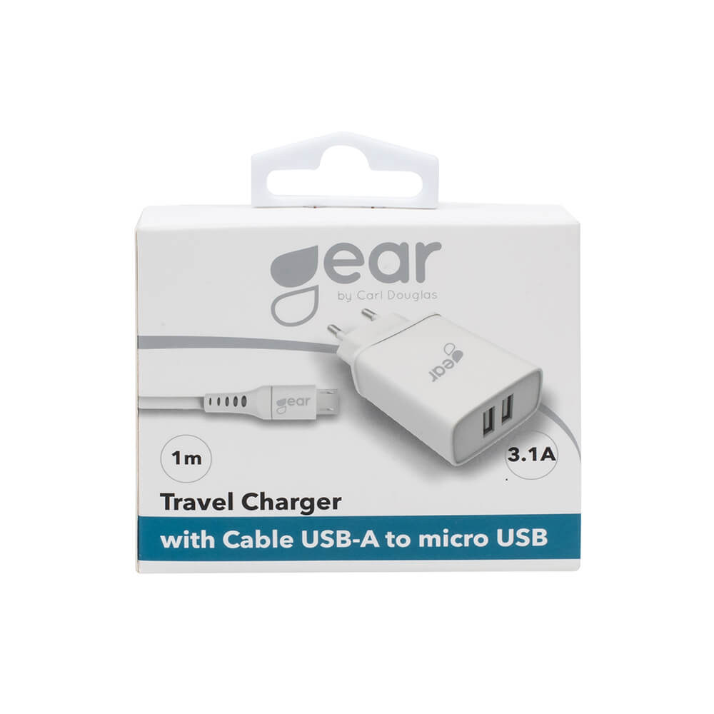 Gear GEAR Väggladdare 2xUSB 3.1A Inkl. MicroUSB Kabel 1m Vit - Teknikhallen.se