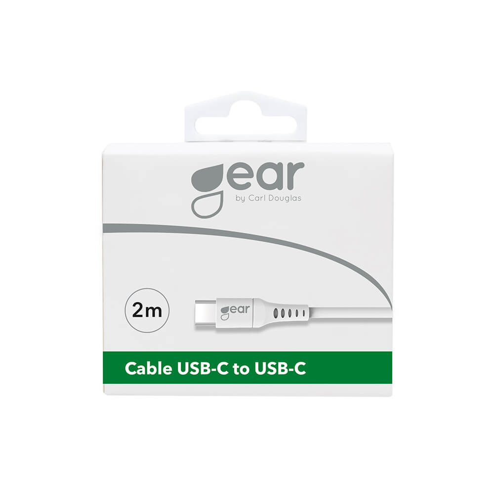 Gear GEAR Laddkabel USB-C - USB-C 2m Vit - Teknikhallen.se