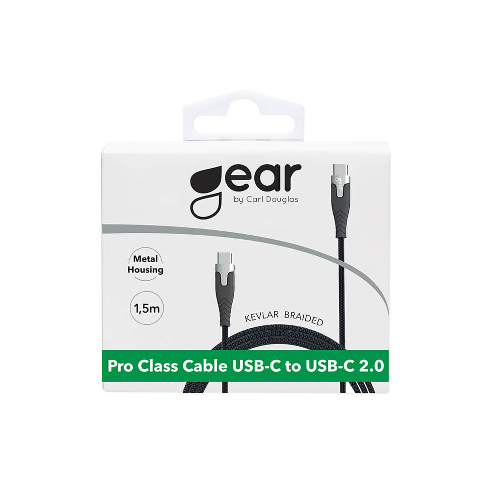 Gear GEAR Laddkabel PRO USB-C - USB-C 1.5m Kevlarkabel Svart - Teknikhallen.se