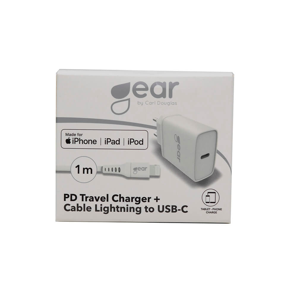 Gear GEAR 20W PD MFi Vggladdare Inkl. USB-C - Lightning Kabel Vit - Teknikhallen.se